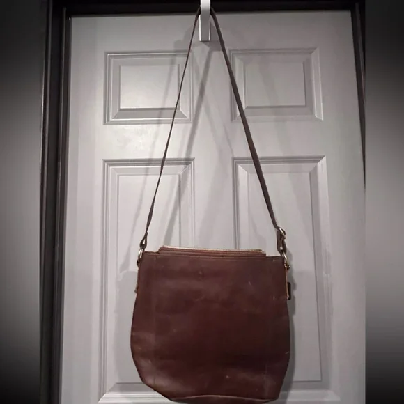 Osgoode Marley Jordyn N/S Zip Top Brown Distressed Leather Crossbody Purse RFID - Picture 4 of 15